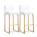 Denmark White Performance Vegan Leather and Gold Steel Barstool - Set of 2