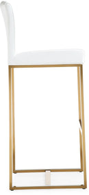 Denmark White Performance Vegan Leather and Gold Steel Barstool - Set of 2