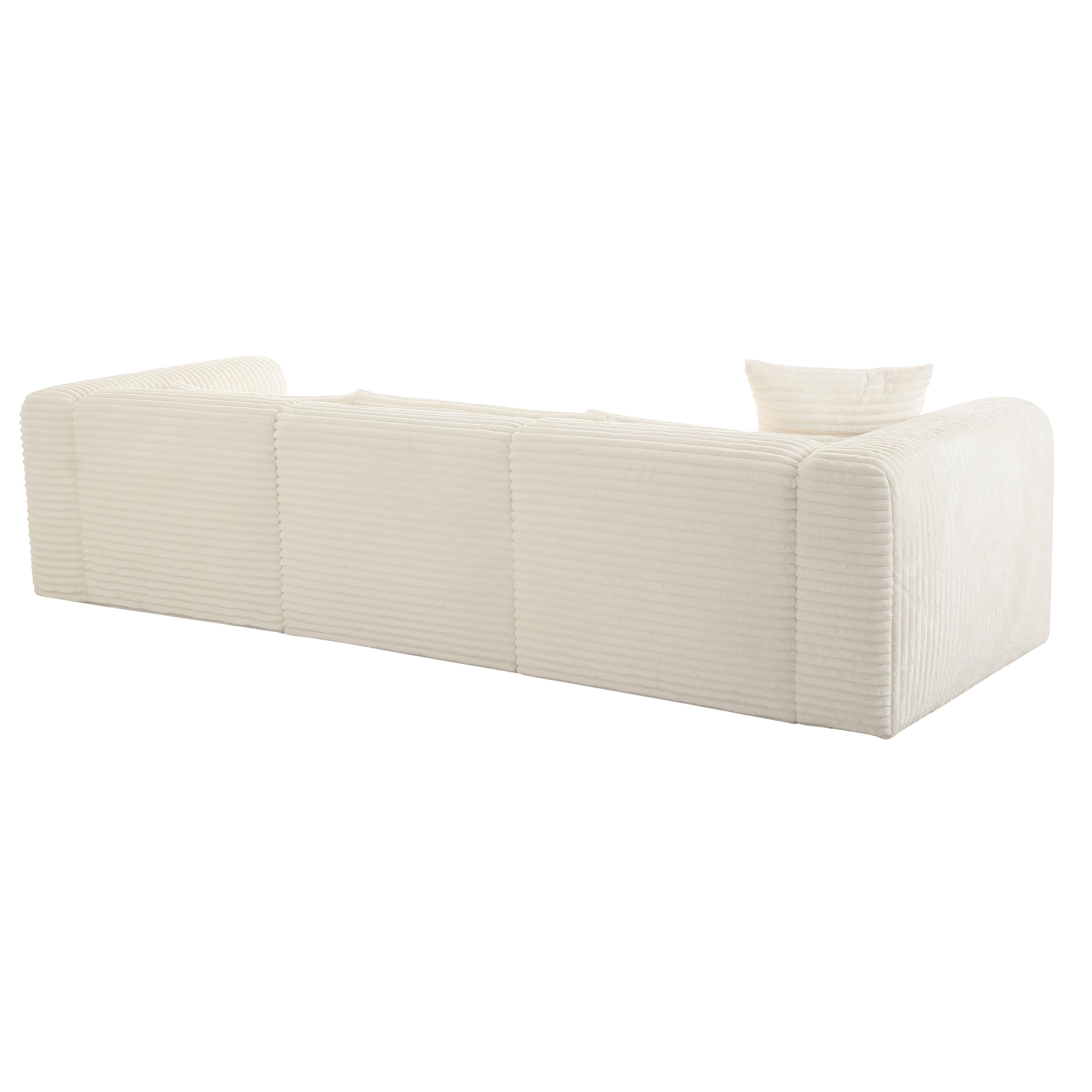 Tarra Fluffy Oversized Cream Corduroy Modular RAF Sectional - UK