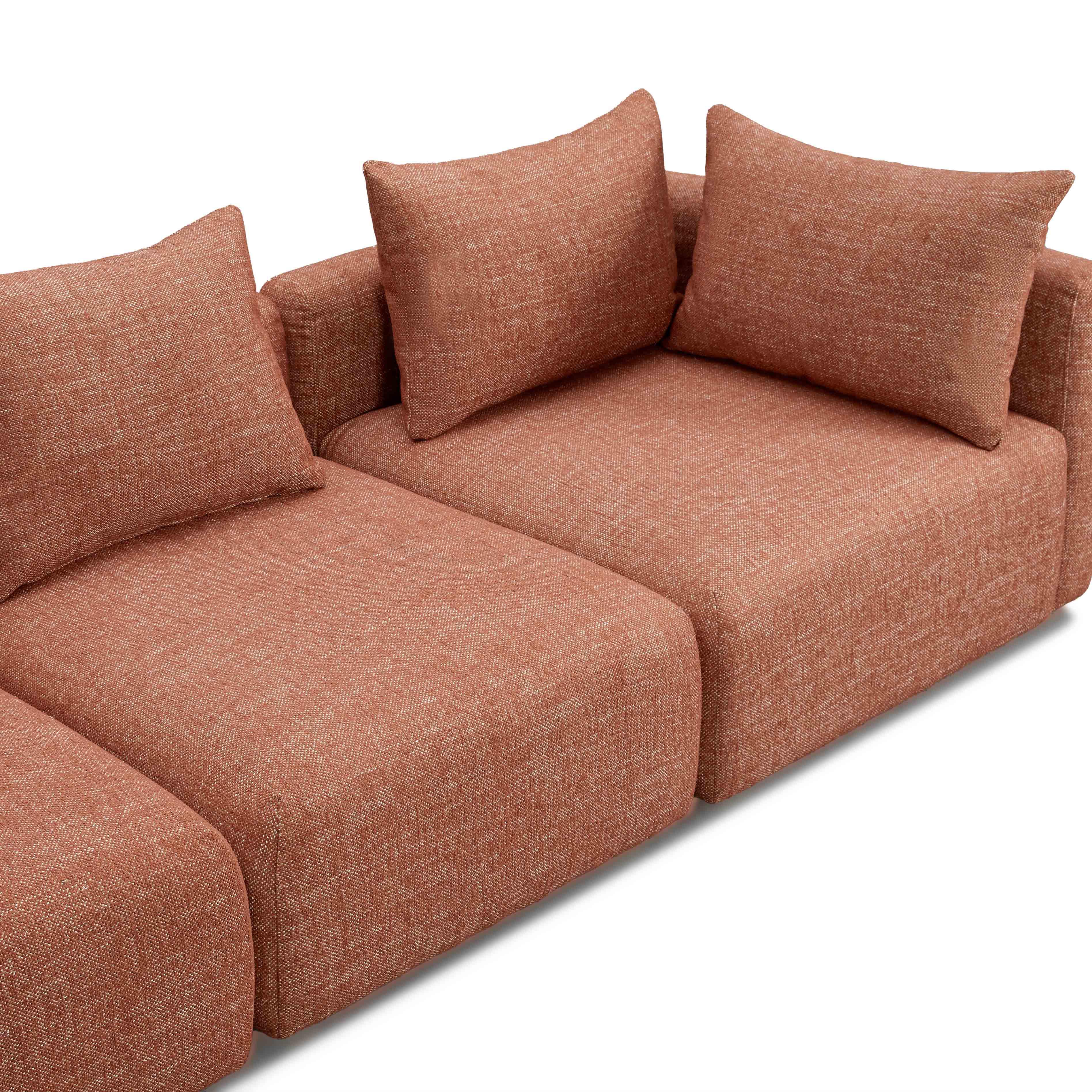 Hangover Sedona Red Textured Fabric 5-Piece Modular L-Sectional