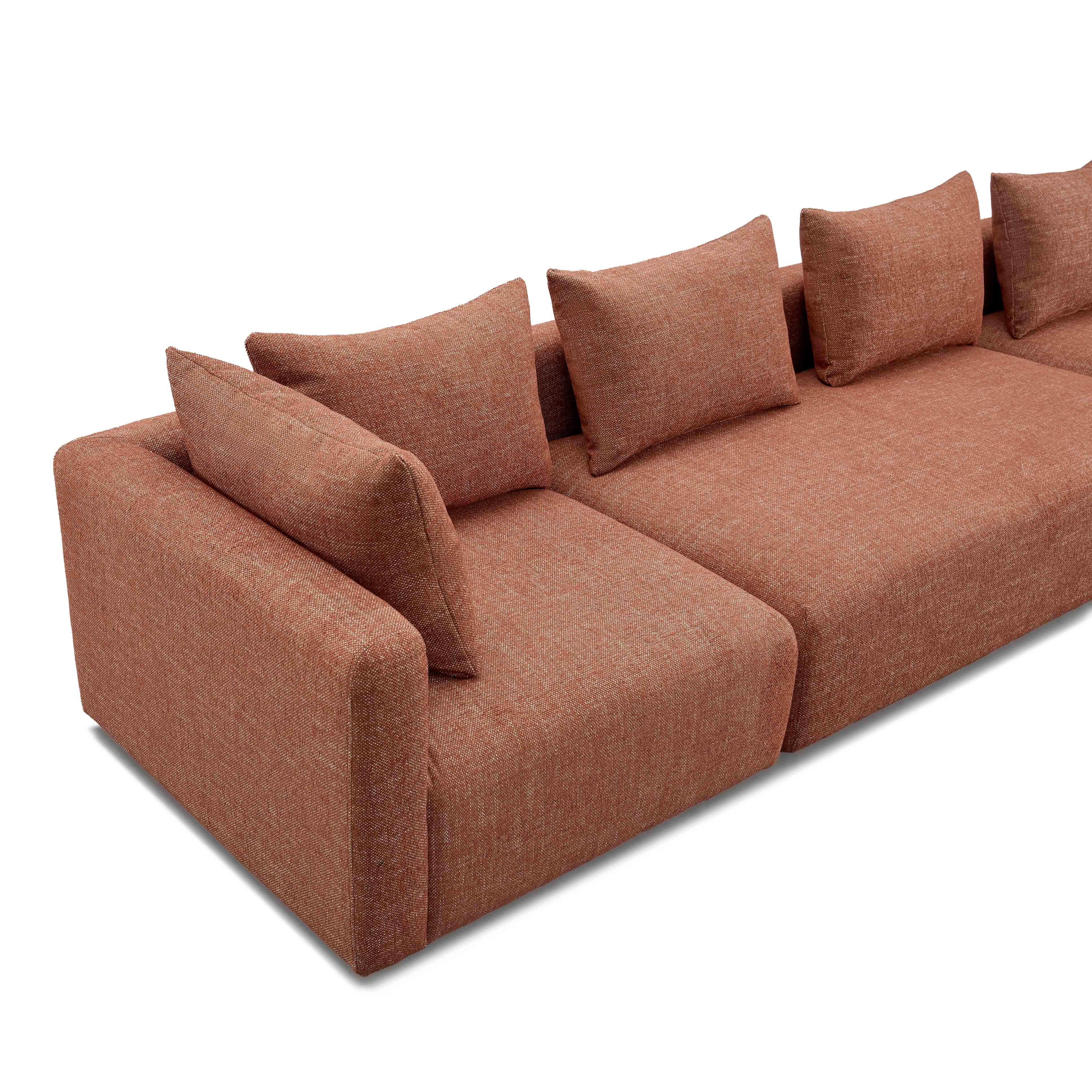 Hangover Sedona Red Textured Fabric 145" Long Sofa