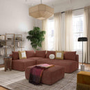 Hangover Sedona Red Textured Fabric Ottoman