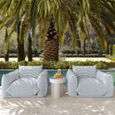 Saint Tropez Pearl and Blue Striped Stuffed Outdoor Armchair - UK