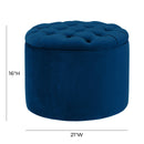 Queen Navy Velvet Storage Ottoman