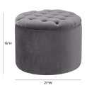 Queen Grey Velvet Storage Ottoman - UK