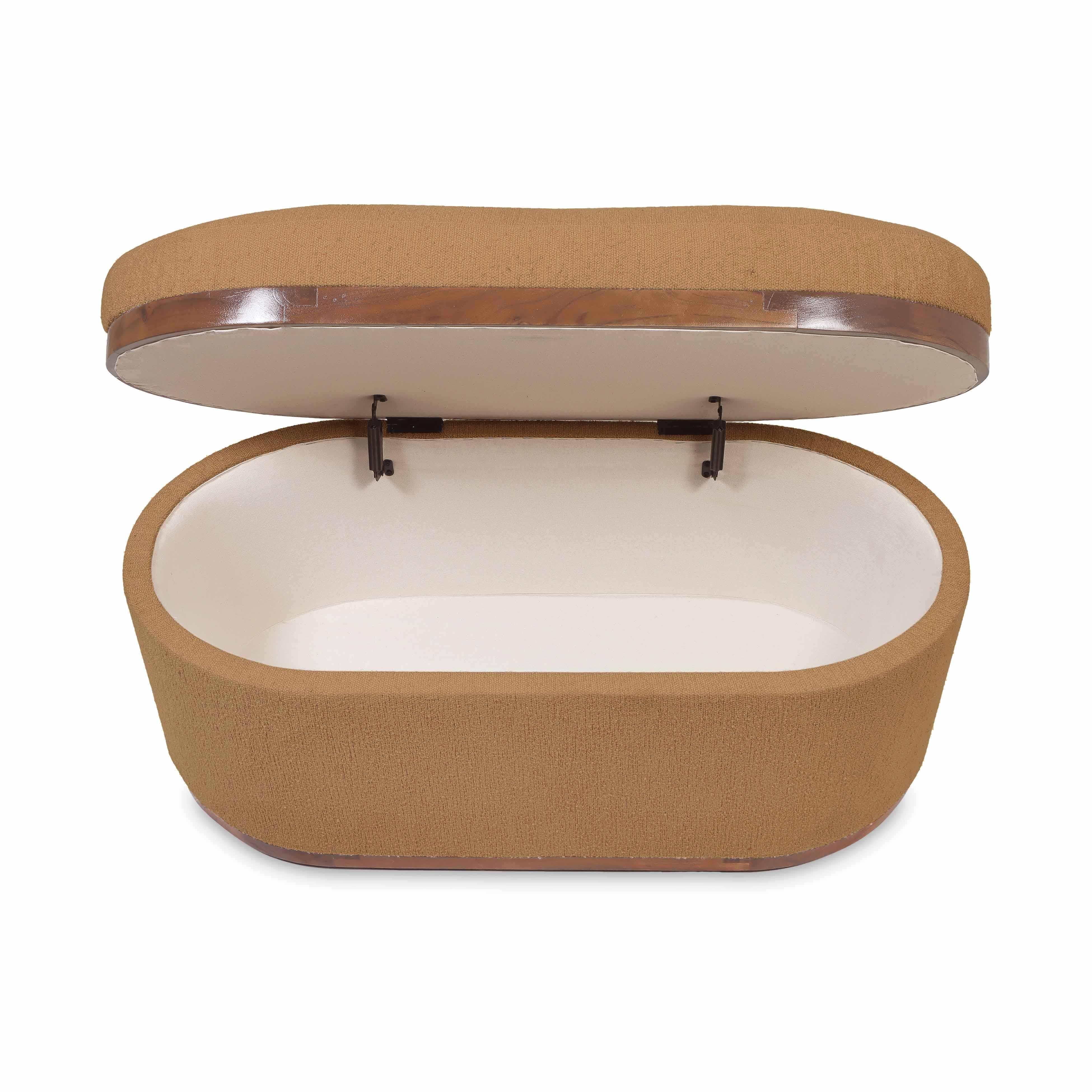 Olivier Peach Boucle Oval Storage Ottoman