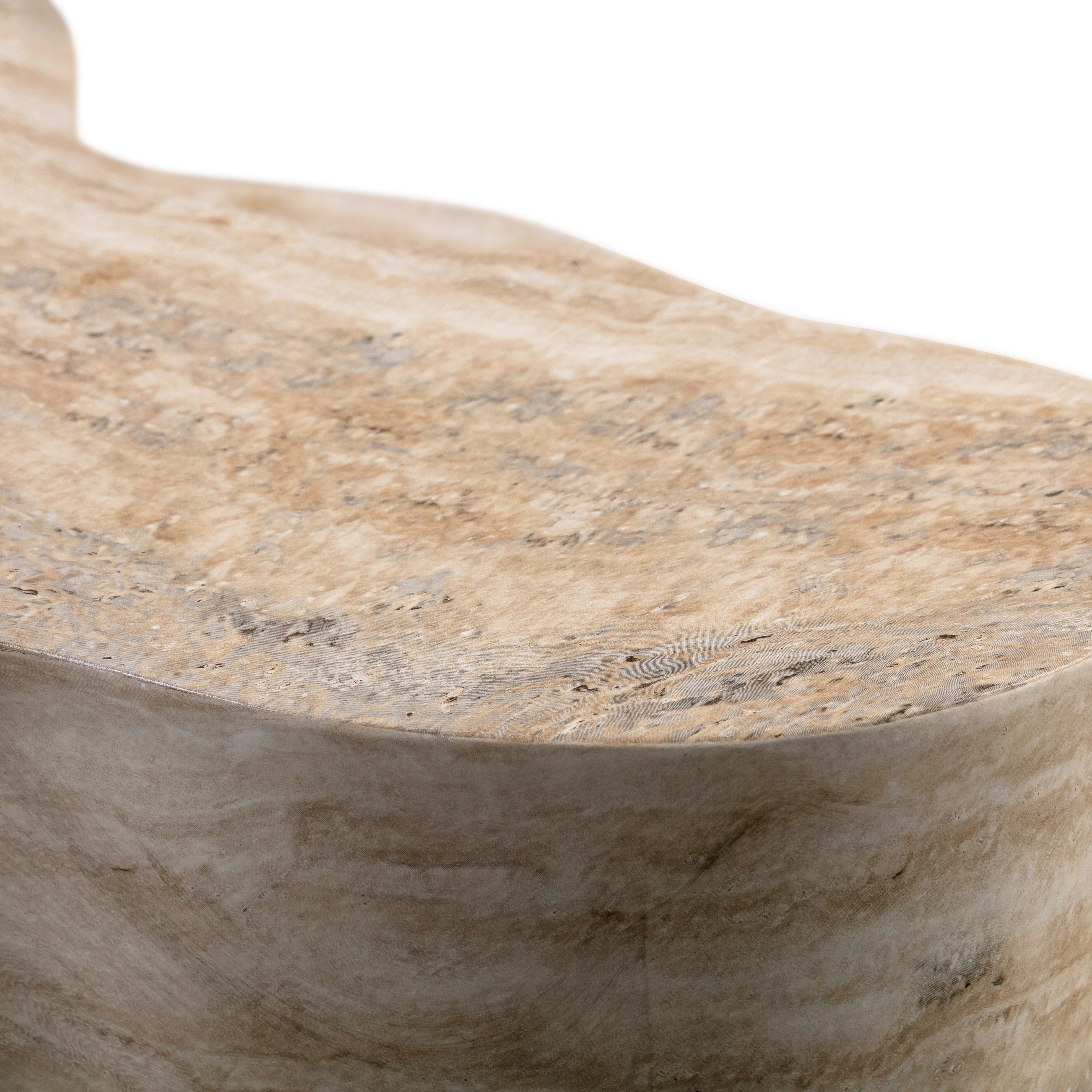 Slab Faux Travertine Short Side Table - UK