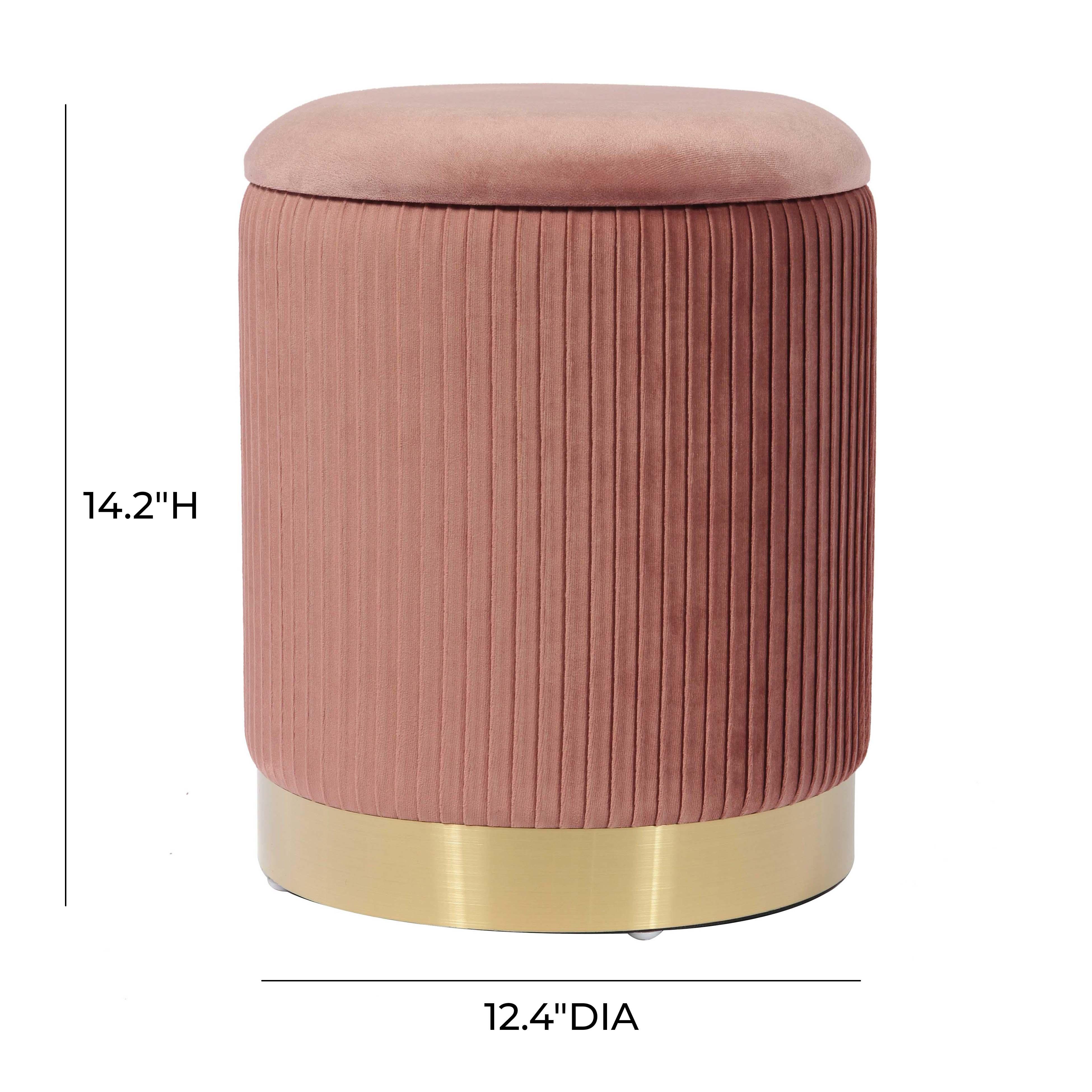 Zoe Blush Velvet Storage Ottoman