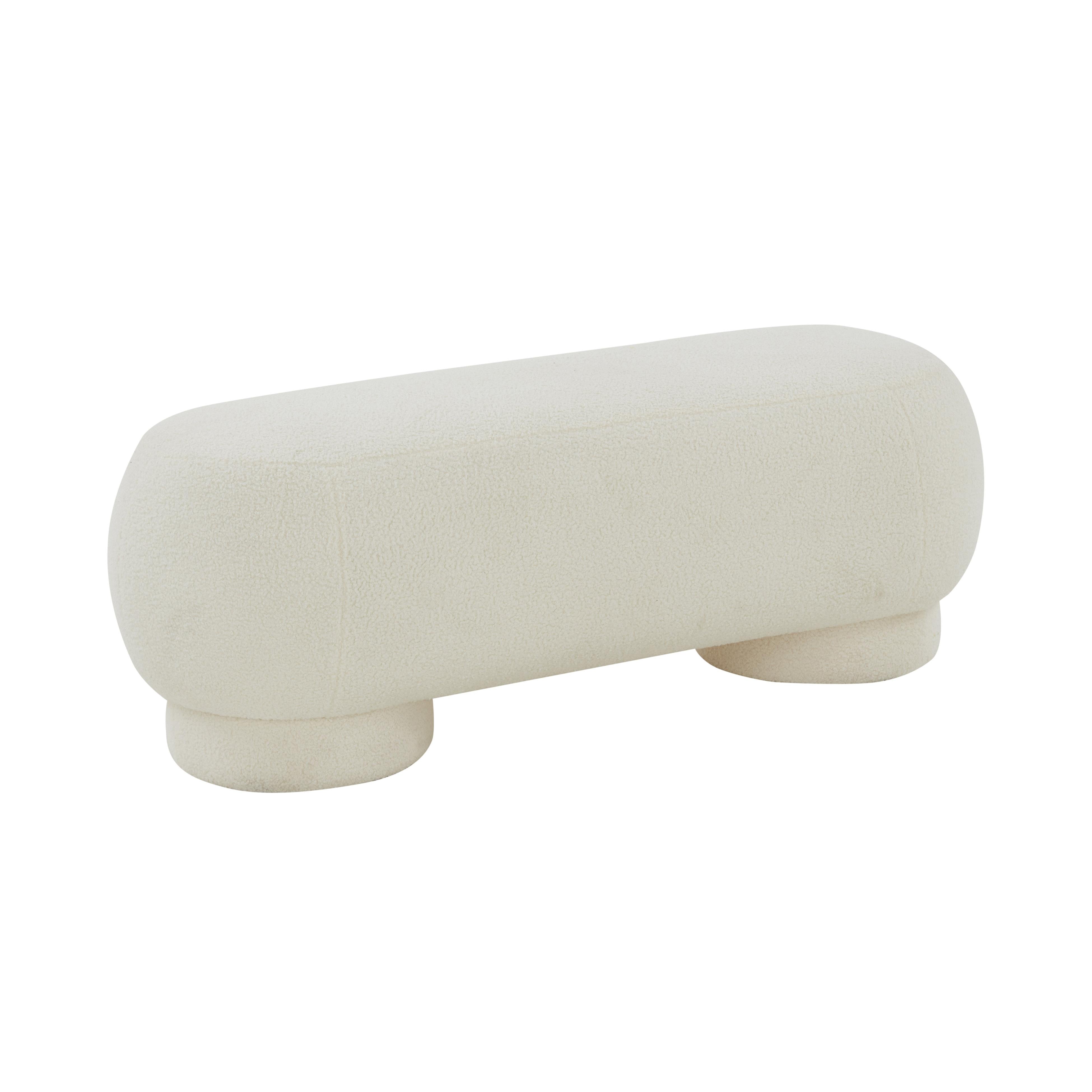 Mara Cream Vegan Shearling Ottoman