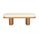 Ollie White Boucle Wooden Bench - UK