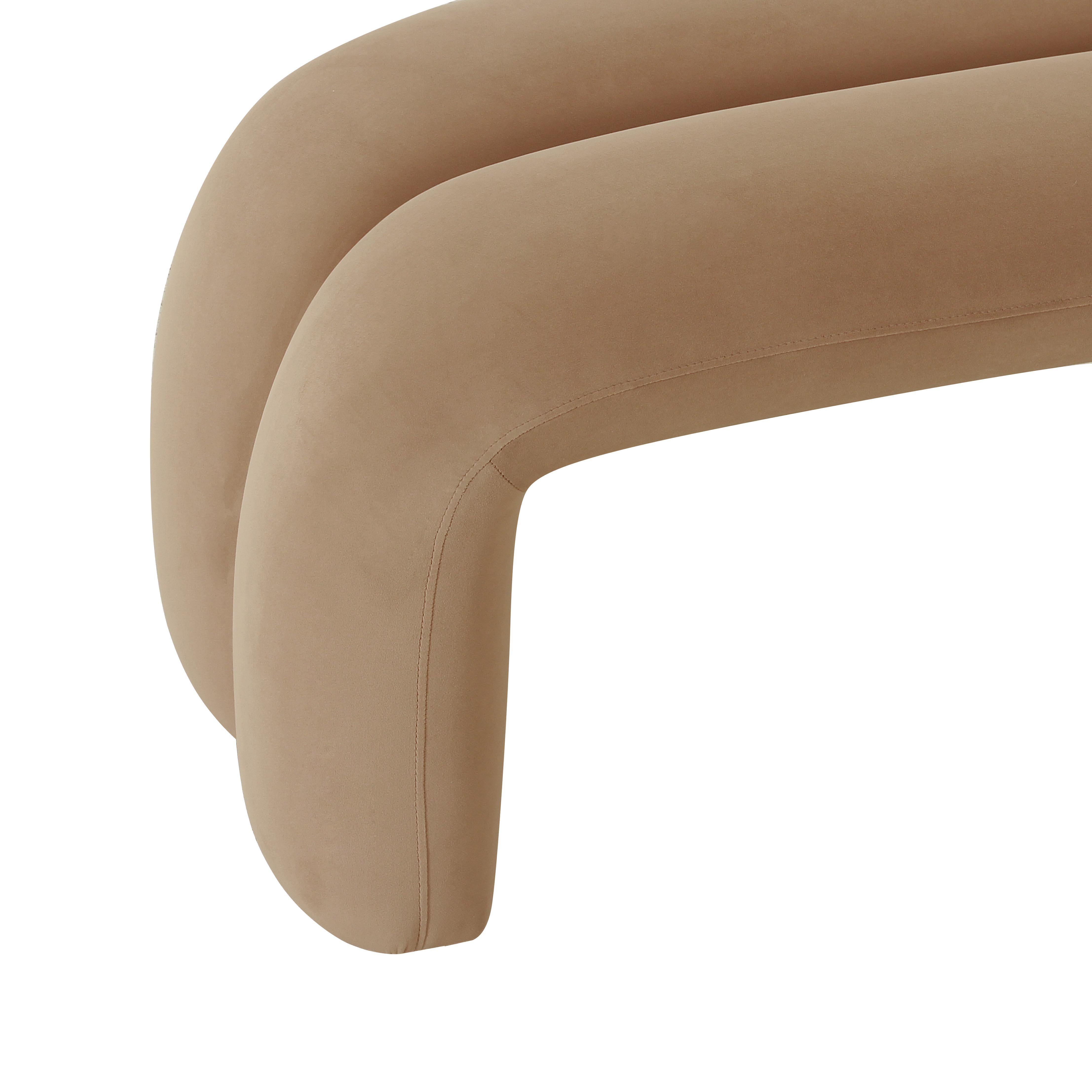 Leigh Taupe Velvet Channeled Bench - UK