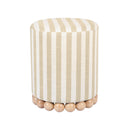 Dex Beige Striped Linen Ottoman
