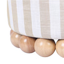 Dex Beige Striped Linen Ottoman