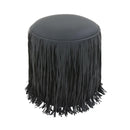 Shag Me Black Performance Vegan Leather Ottoman