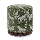 Dex Olive Green Leopard Jacquard Ottoman