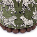 Dex Olive Green Leopard Jacquard Ottoman