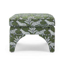 Raji Olive Green Leopard Jacquard Ottoman