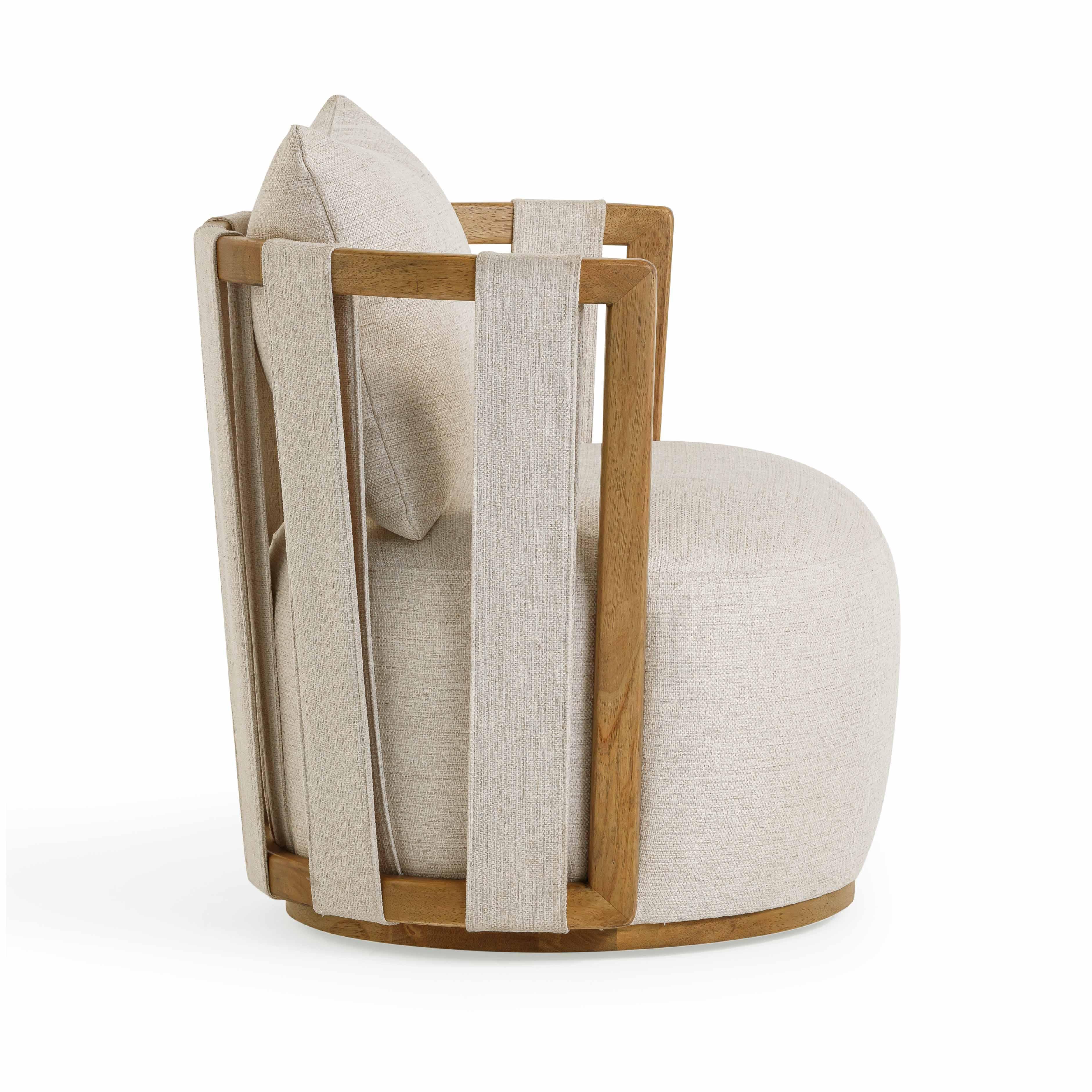 Paolo Cream Textured Weave Swivel Chair