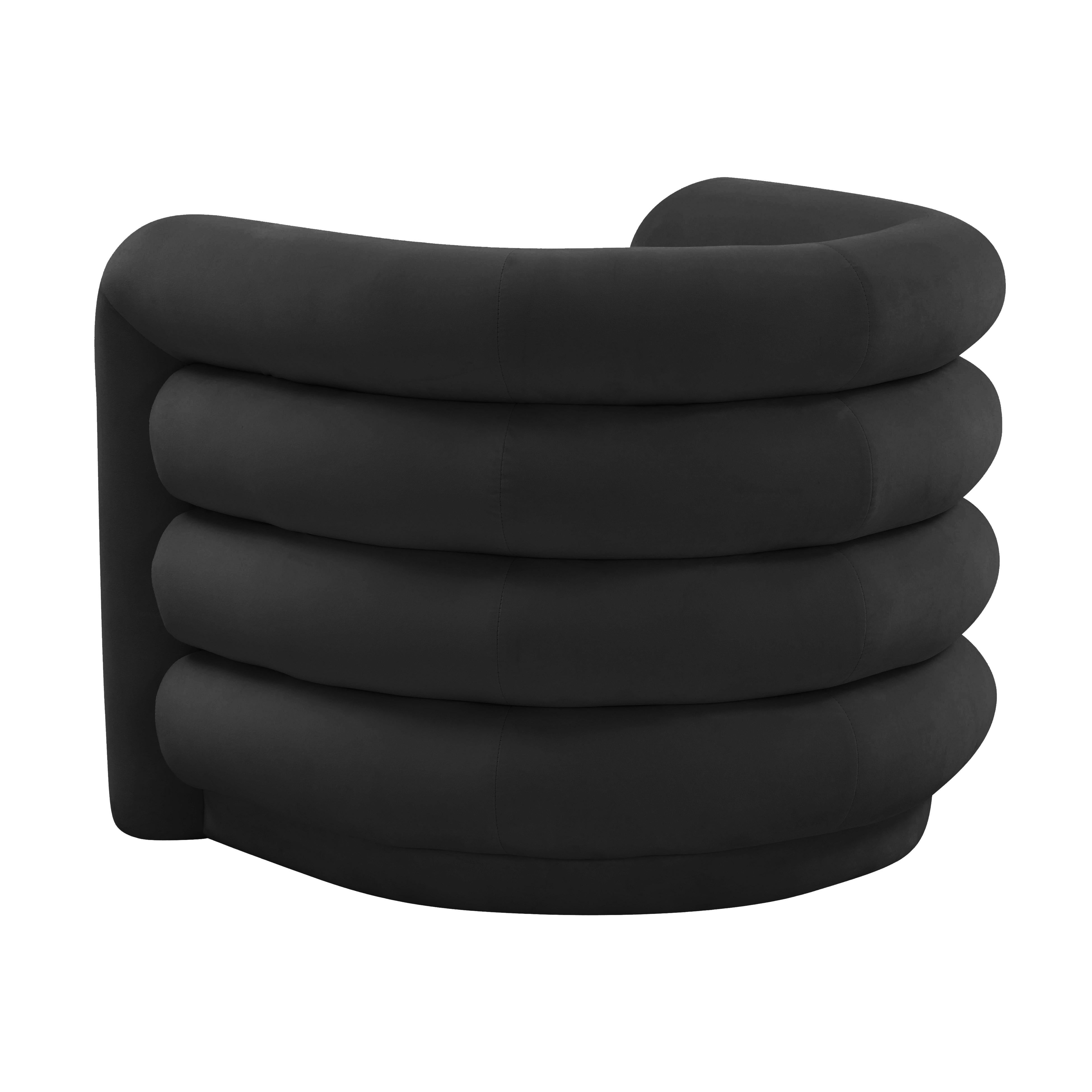 Curves Black Velvet Lounge Chair - UK