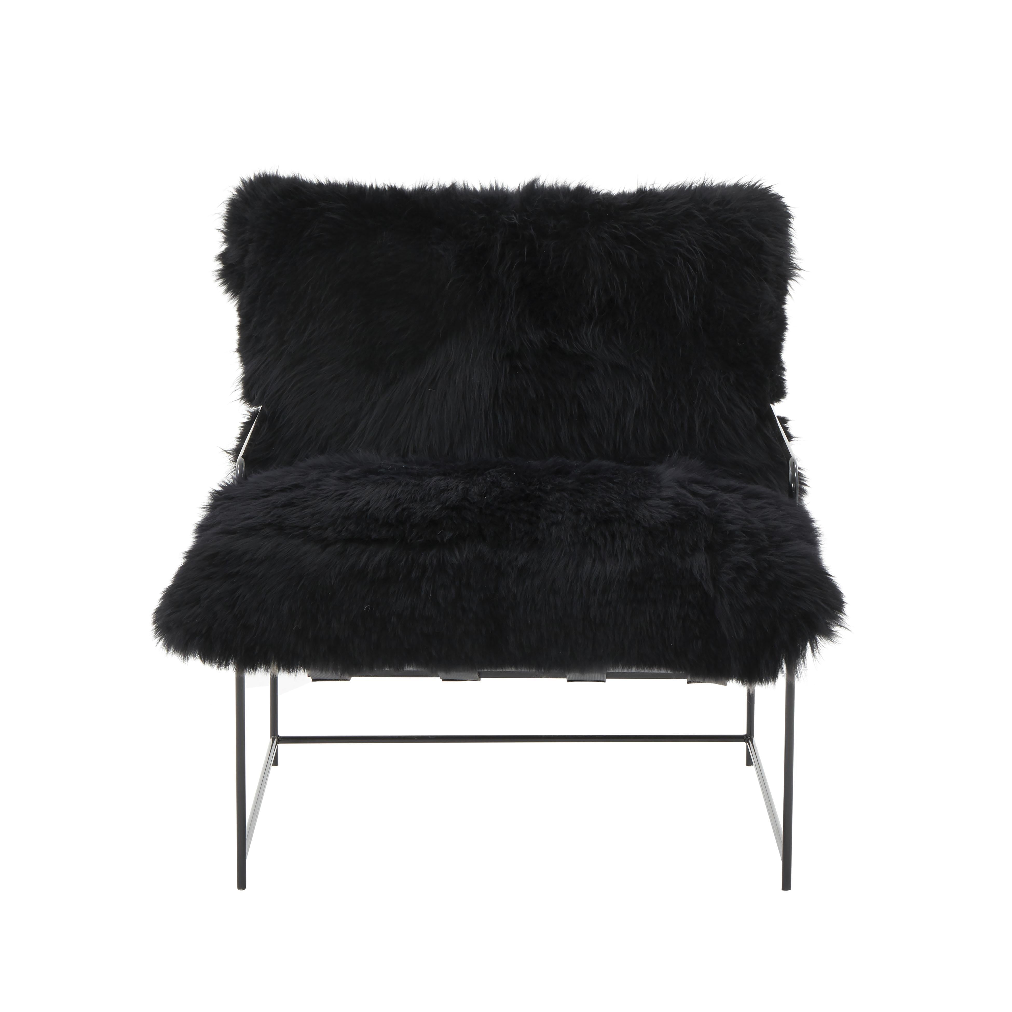 Kimi Black Genuine Sheepskin Chair - UK