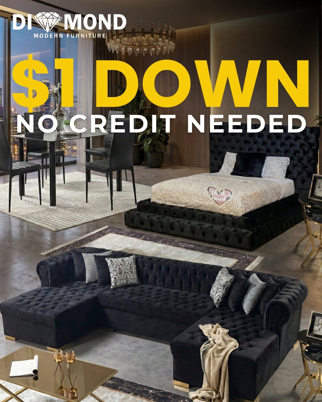 Lauren Tufted 3 Room Package