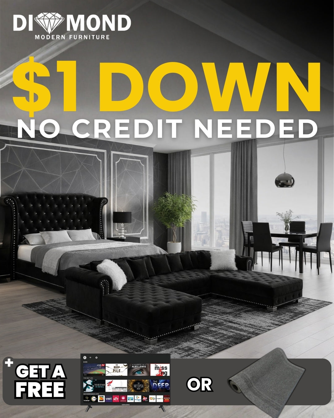 S6350 Jordan II (Black) 3 Room Package