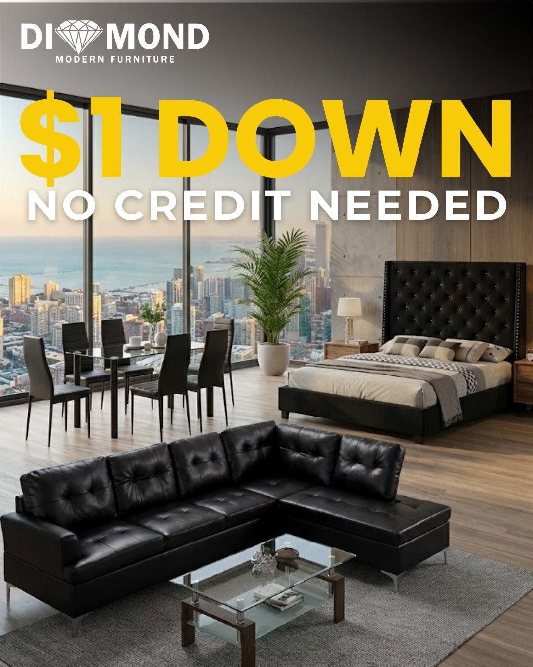 Midnight 3ROOMPACKAGE ( Free Mattress)