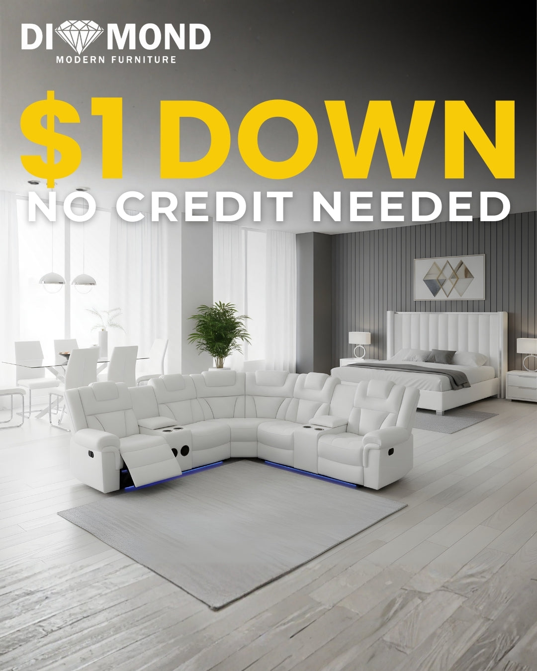 Miami White Package ( Free Tv or Mattress)