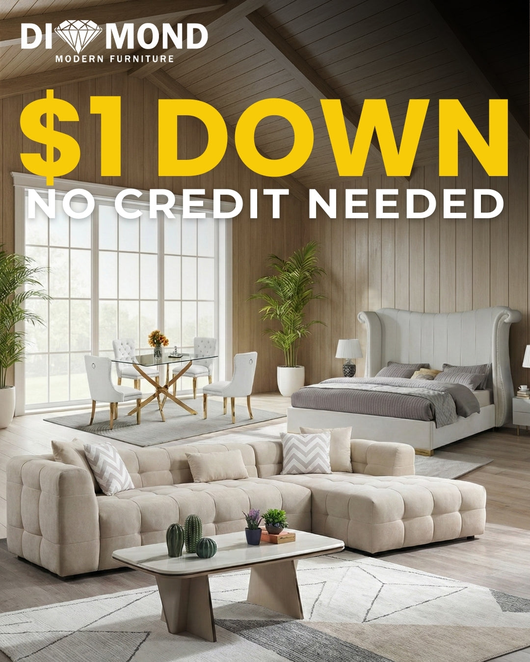 Ivory Cream Bouclé 3-Room Package