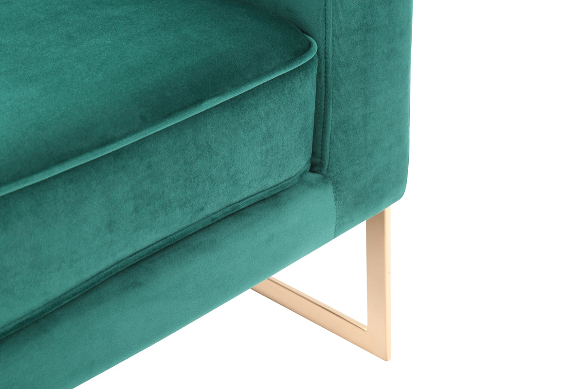 Modrest Trask Modern Green Velvet & Rosegold Accent Chair