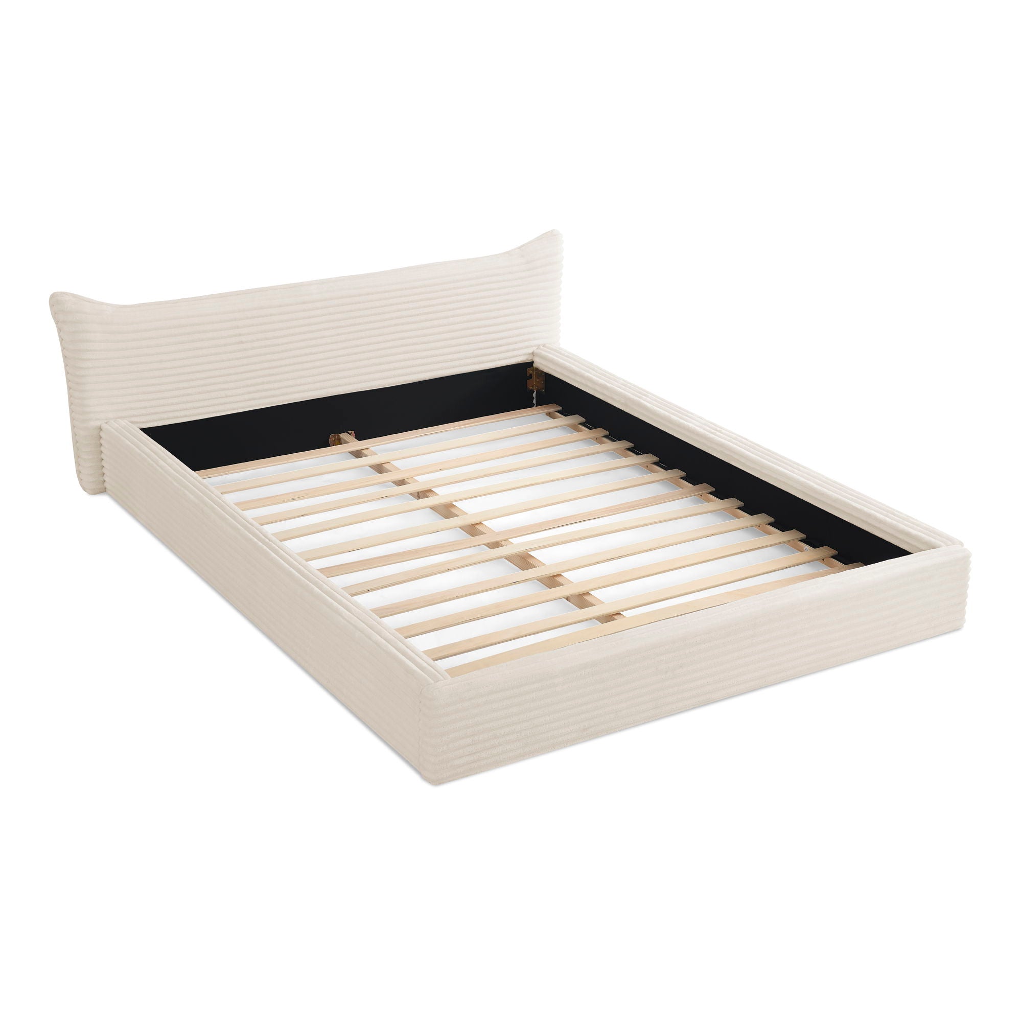 Modern Upholstered Bed Frame With Curved Headboard