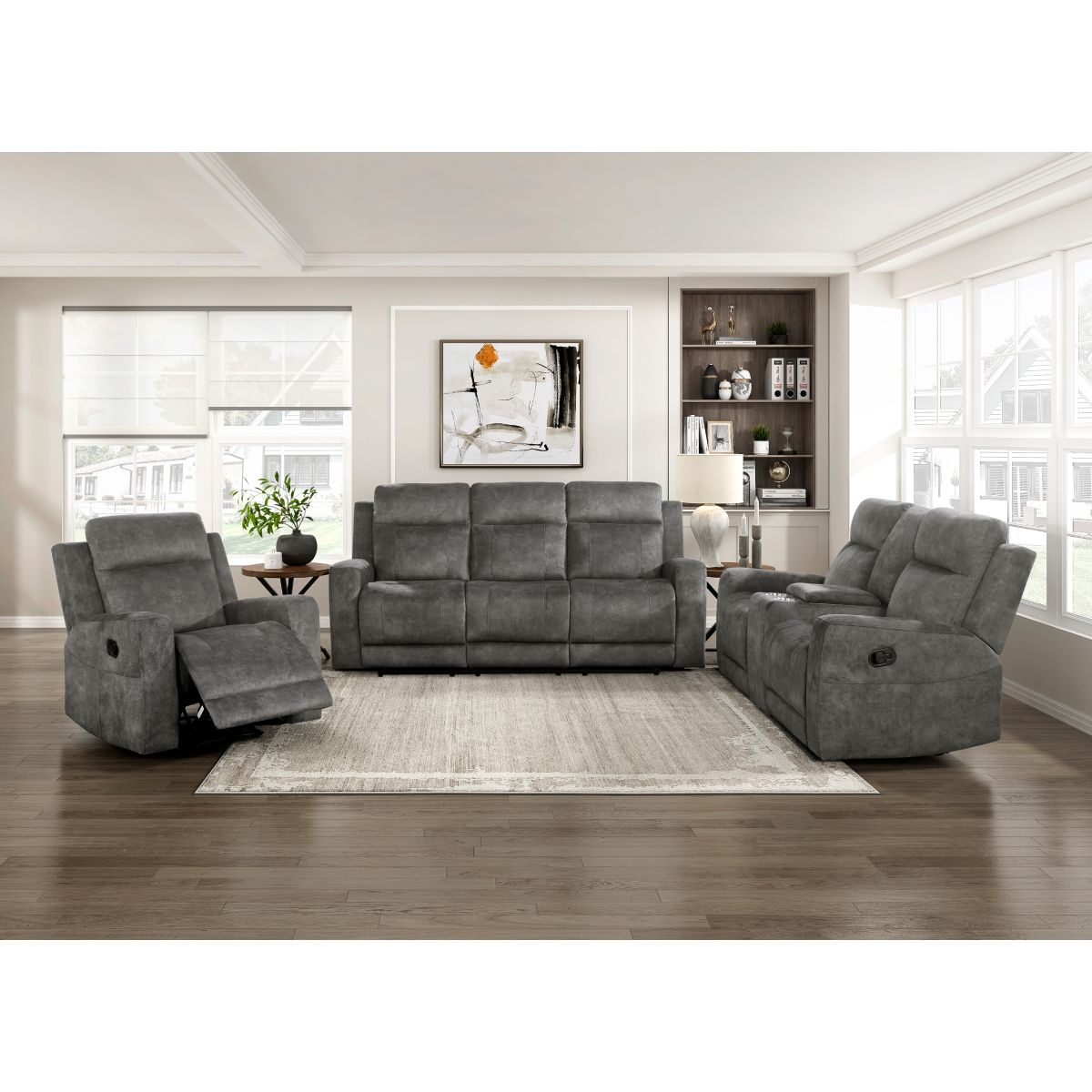 Muncie - Double Reclining Loveseat With Center Console - Brownish Gray