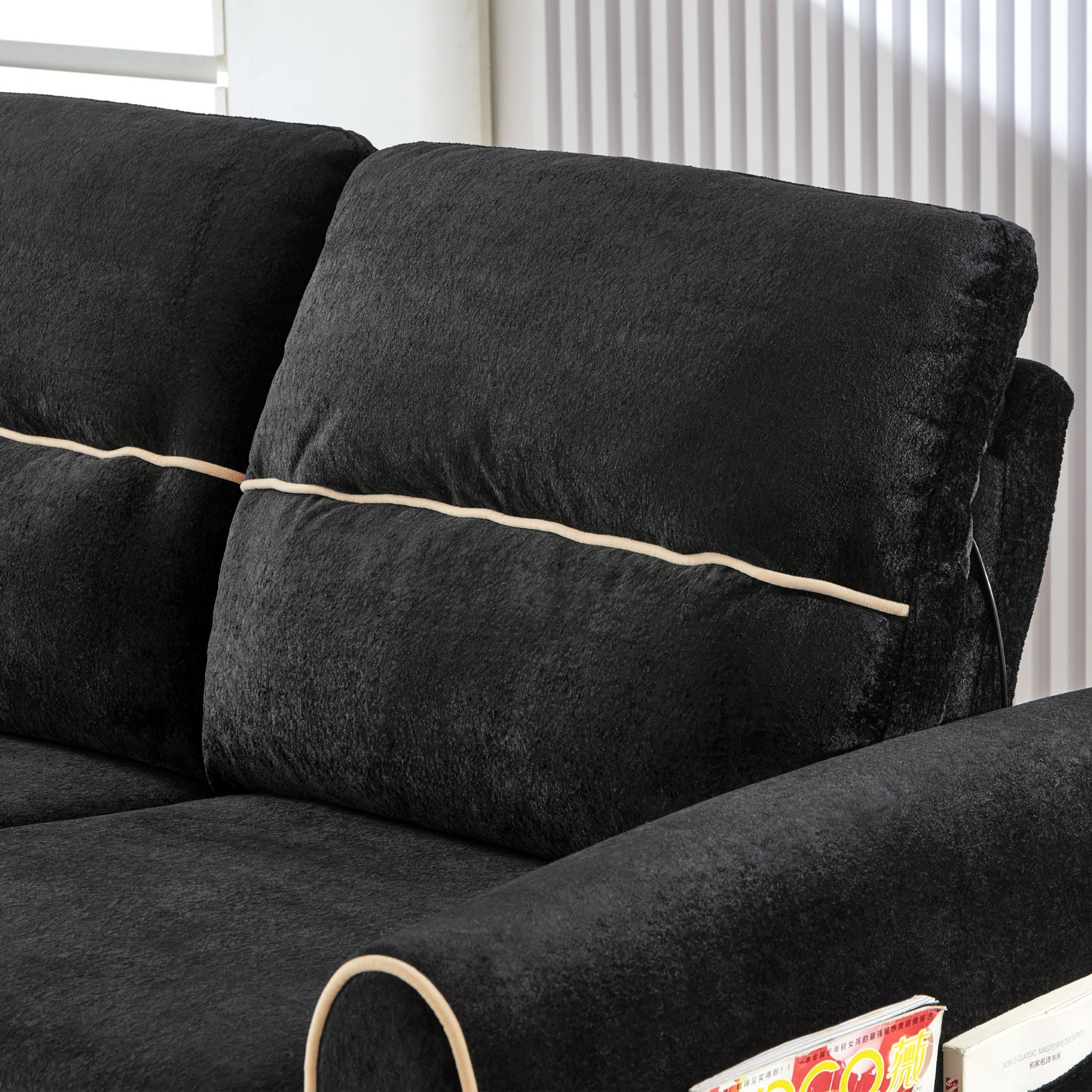 Pull Out Sofa Bed With Adjustable 3 Position Backrest, USB Charging Ports, Side Pockets