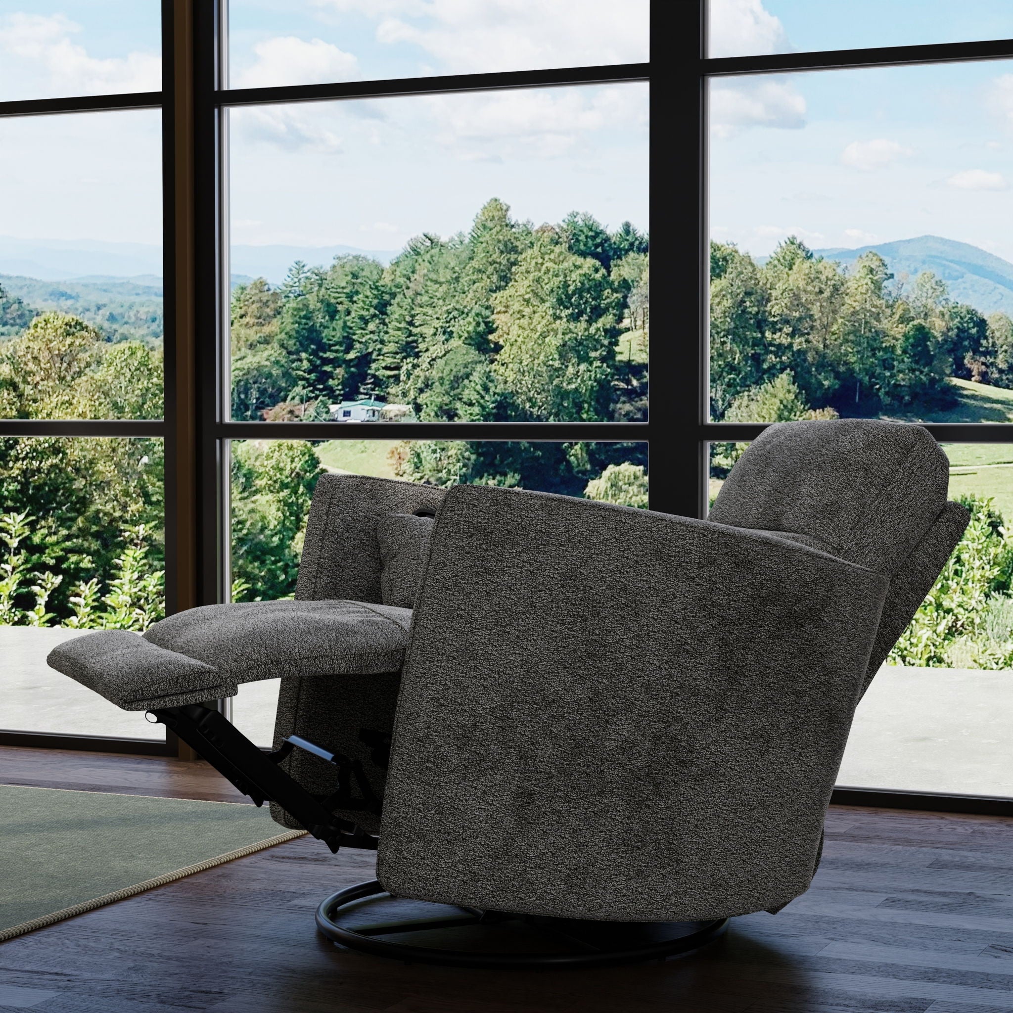 Milan - Swivel Recliner With Manual Footrest - Gray