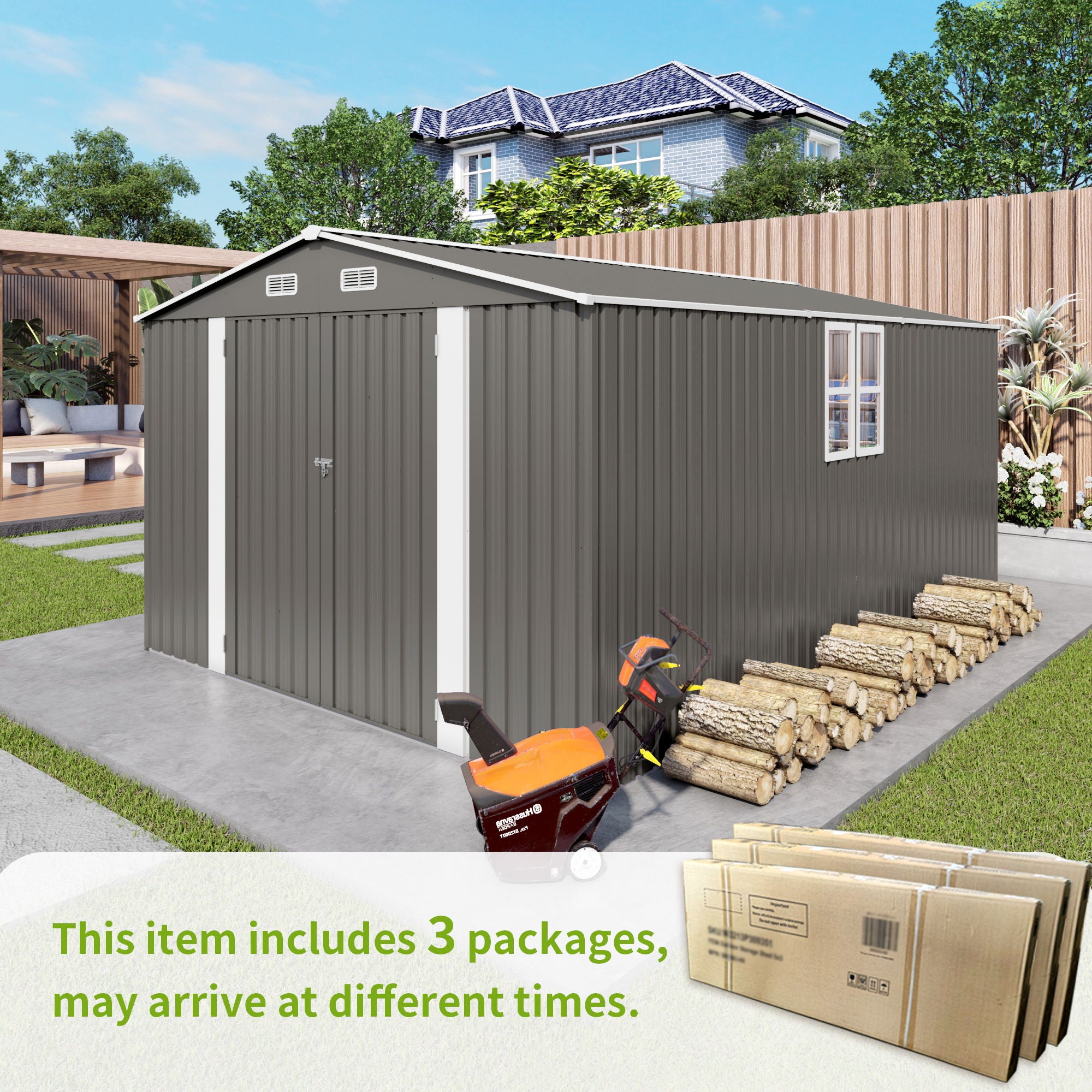 Outdoor Storage Shed With Lockable Doors