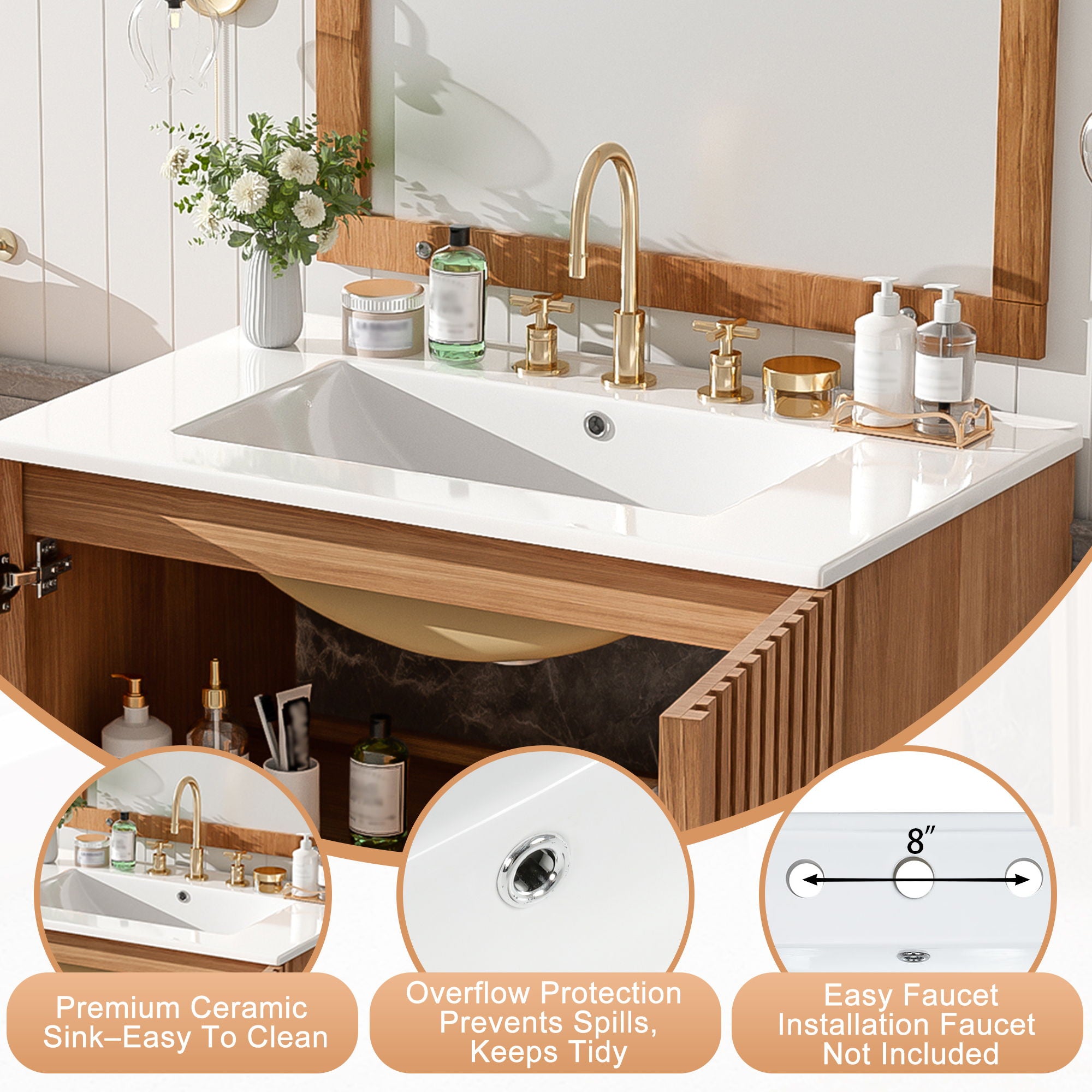 Traditional Bathroom Vanity With Ceramic Sink