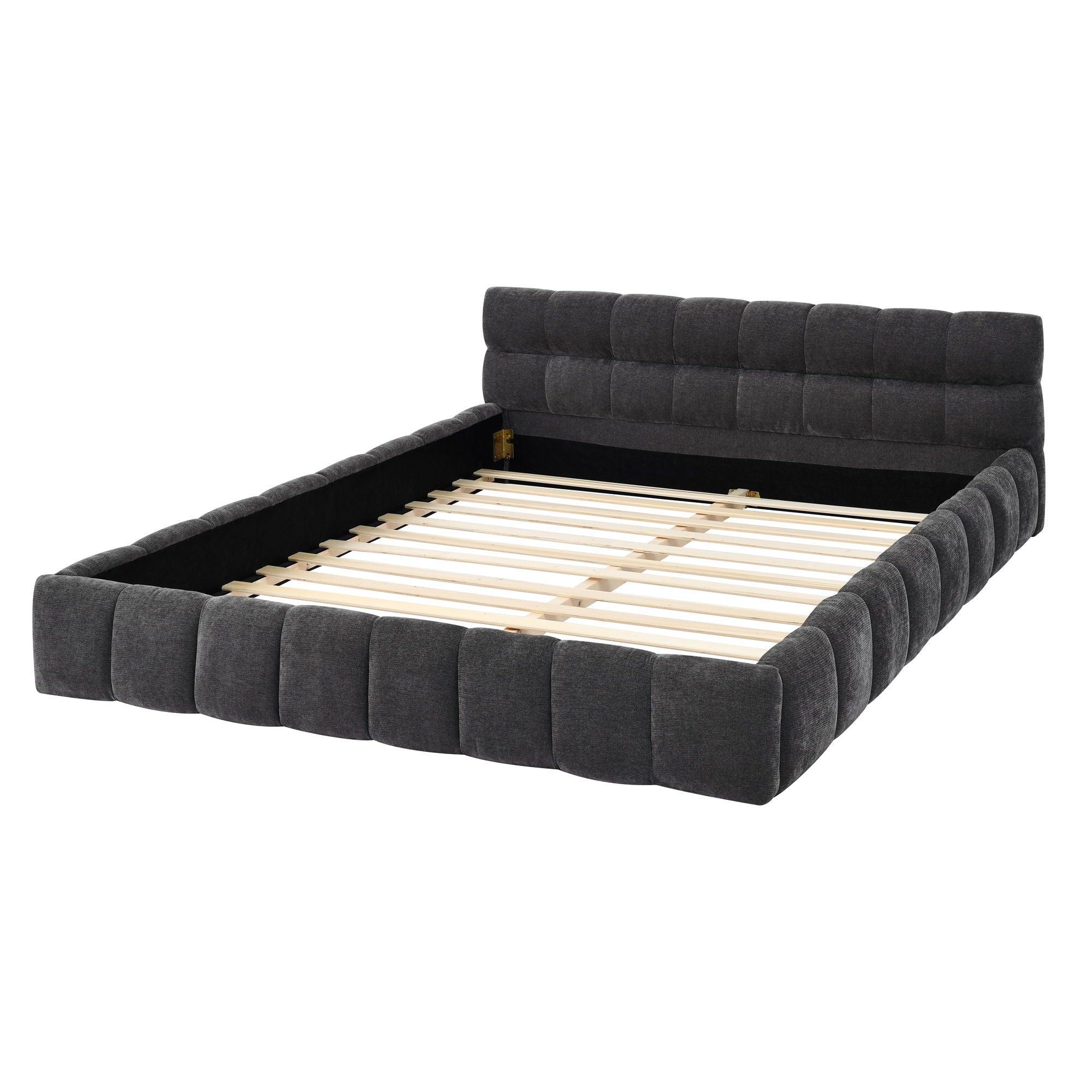Modern Platform Bed Frame With Thick Fabric