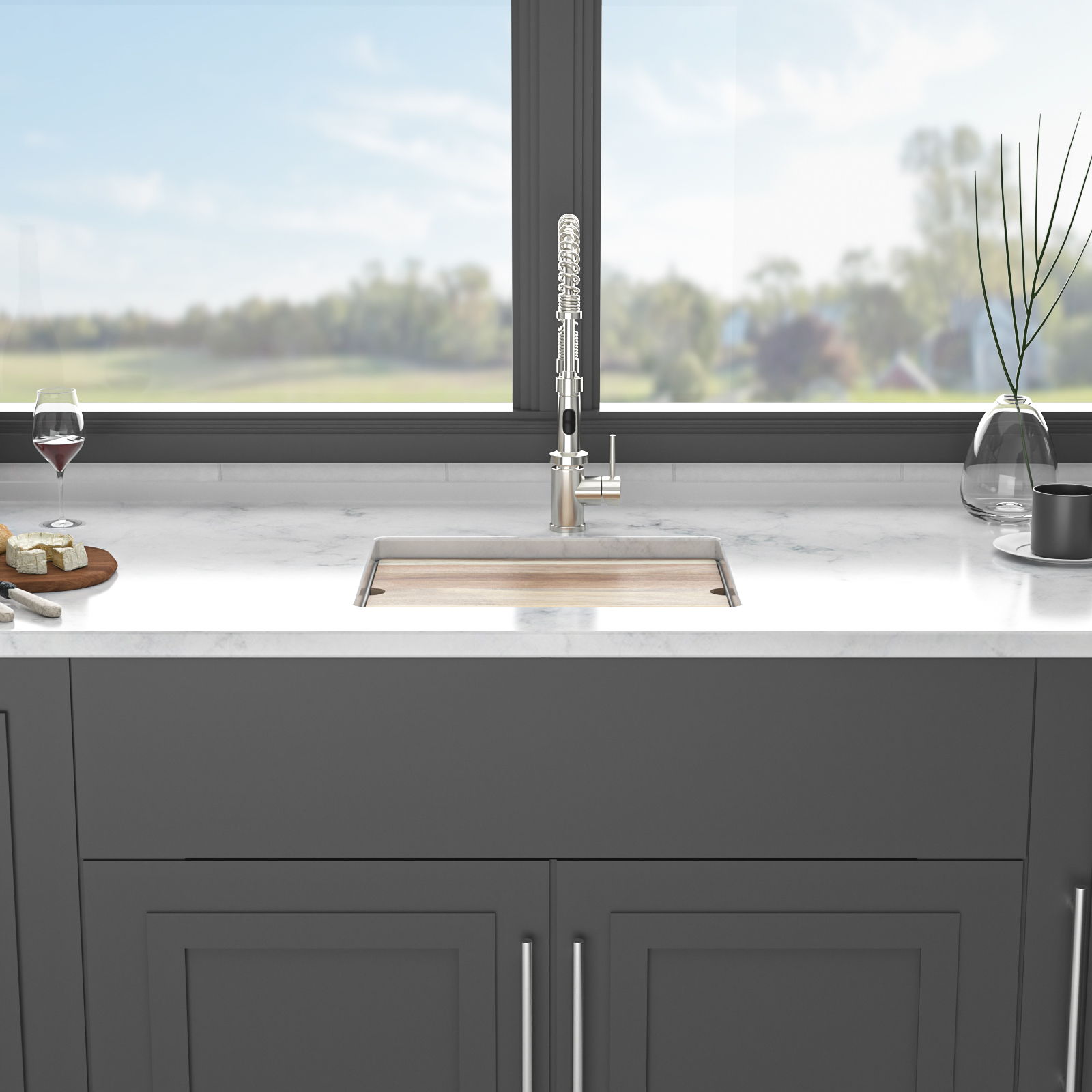 Quartz Composite Kitchen Sink With Workstation, Undermount