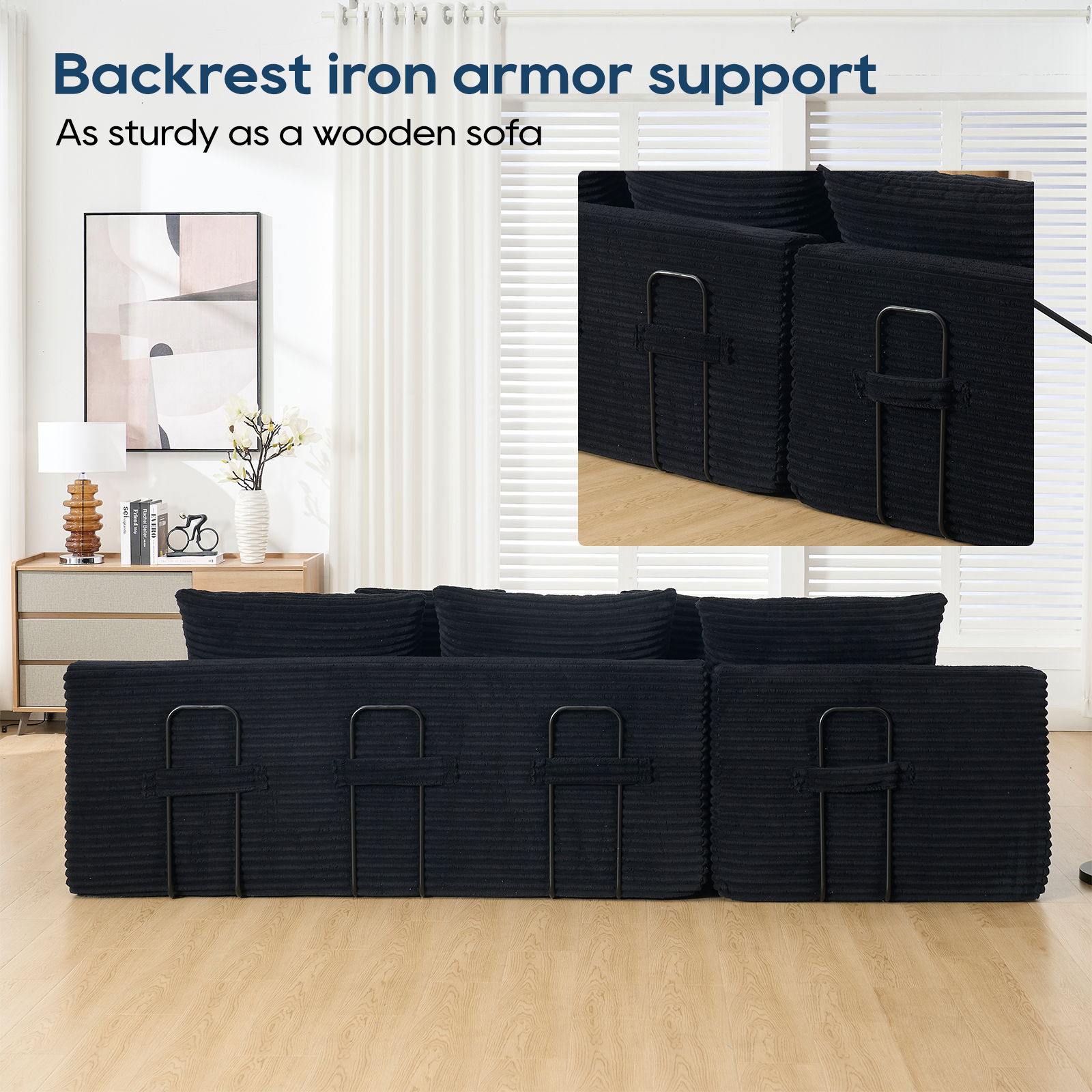 Modern L - Shaped Sectional Couch With Memory Foam