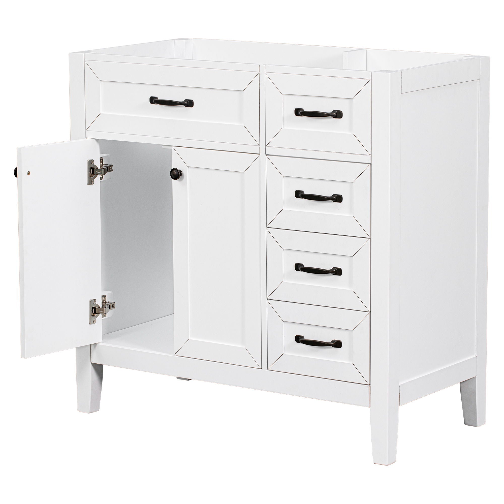 Modern Bathroom Vanity Base Only, 2 Doors And 3 Drawers