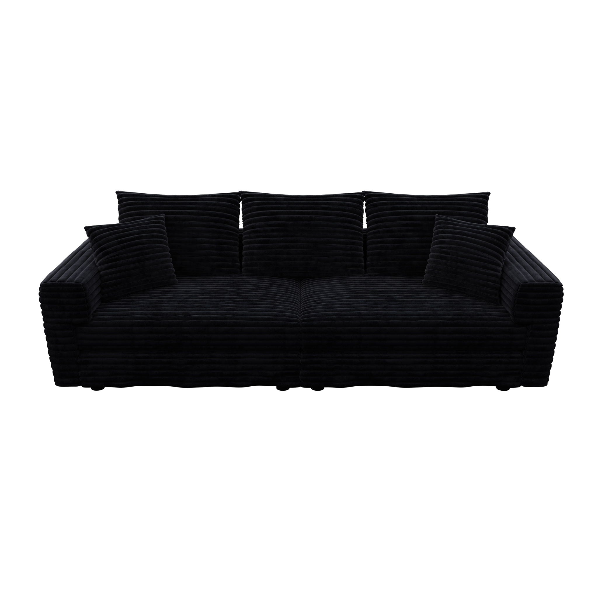 Deep Seat Convertible Sofa With Soft Pillows And Ottomans