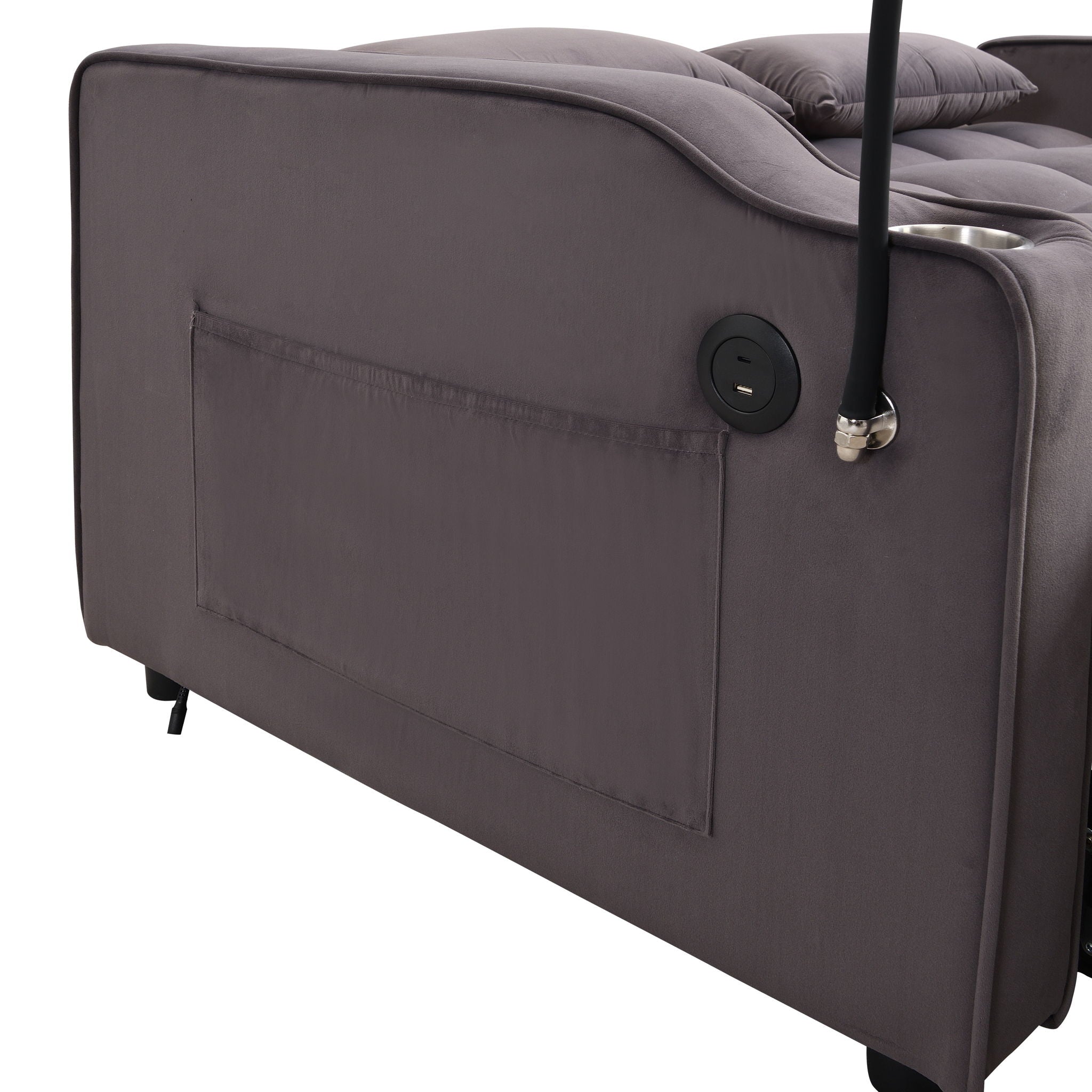 Modern Loveseat With Pullout Bed, Adjustable Reclining Backrest