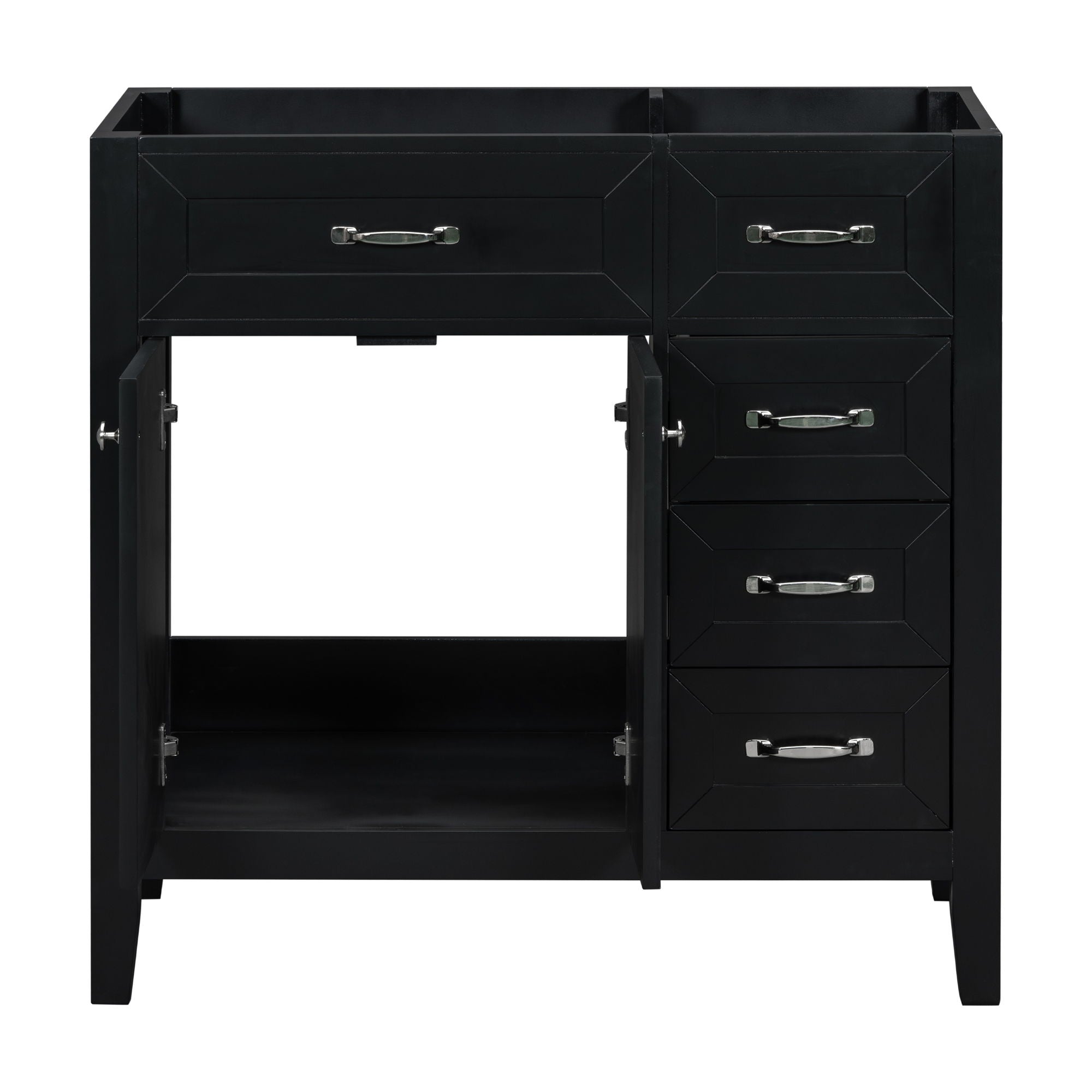 Modern Bathroom Vanity Base Only, 2 Doors And 3 Drawers