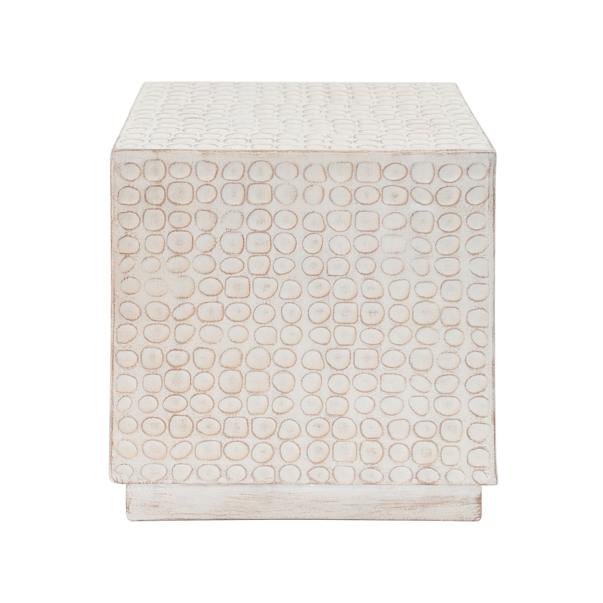 Chic Modern Mgo Cube Side Table With Fluted Design - Antique Brown