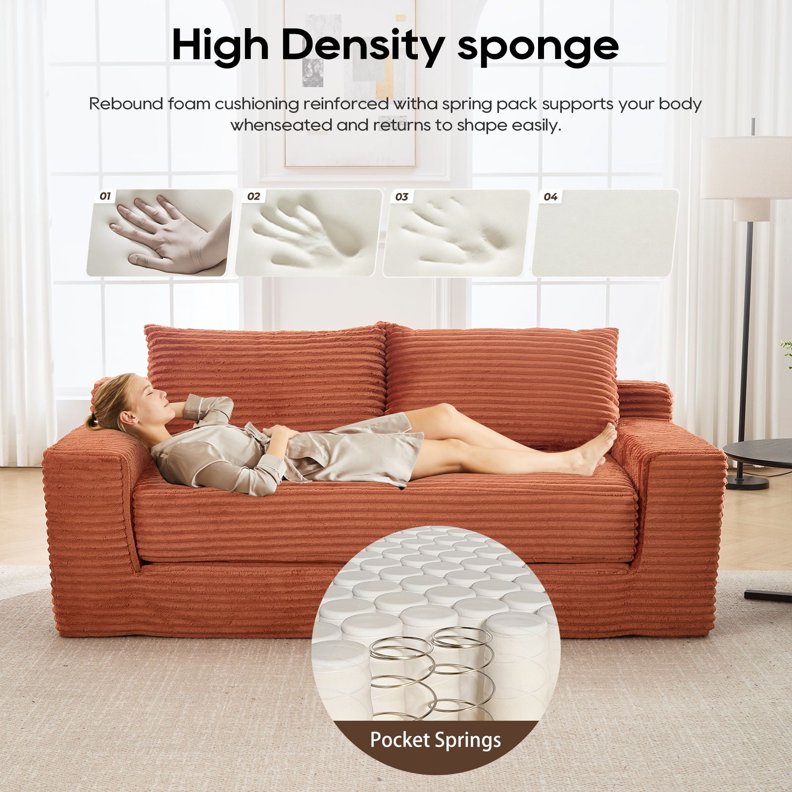 Convertible Loveseat Sofa Bed With Memory Foam & Steel Frame