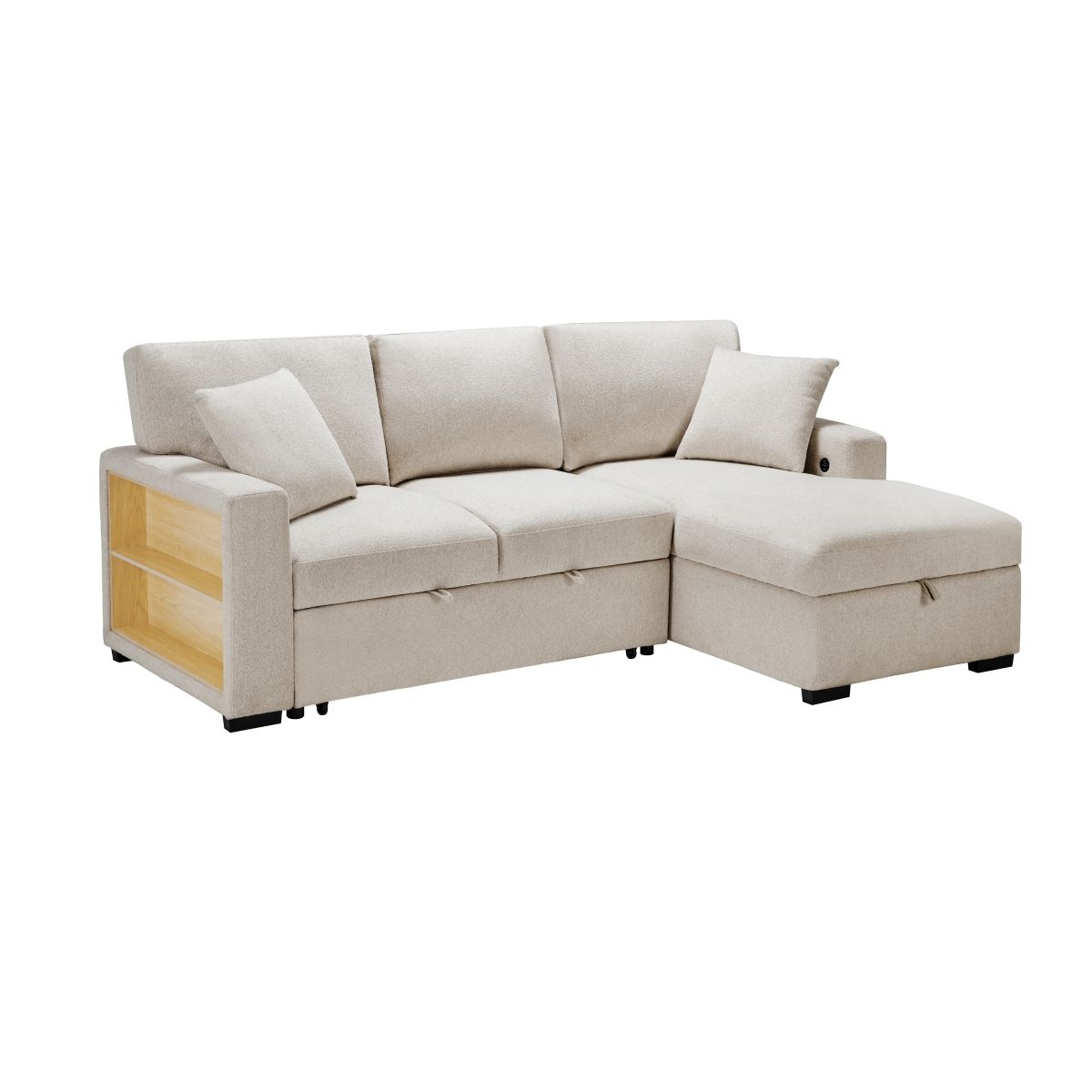 Pompano - Sectional With Chaise, Pull-Out Bed And Hidden Storage, Charging Ports