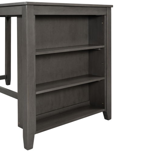 5 Pieces Counter Height Rustic Farmhouse Dining Room Wooden Bar Table Set With 2 Stools And 2 Chairs