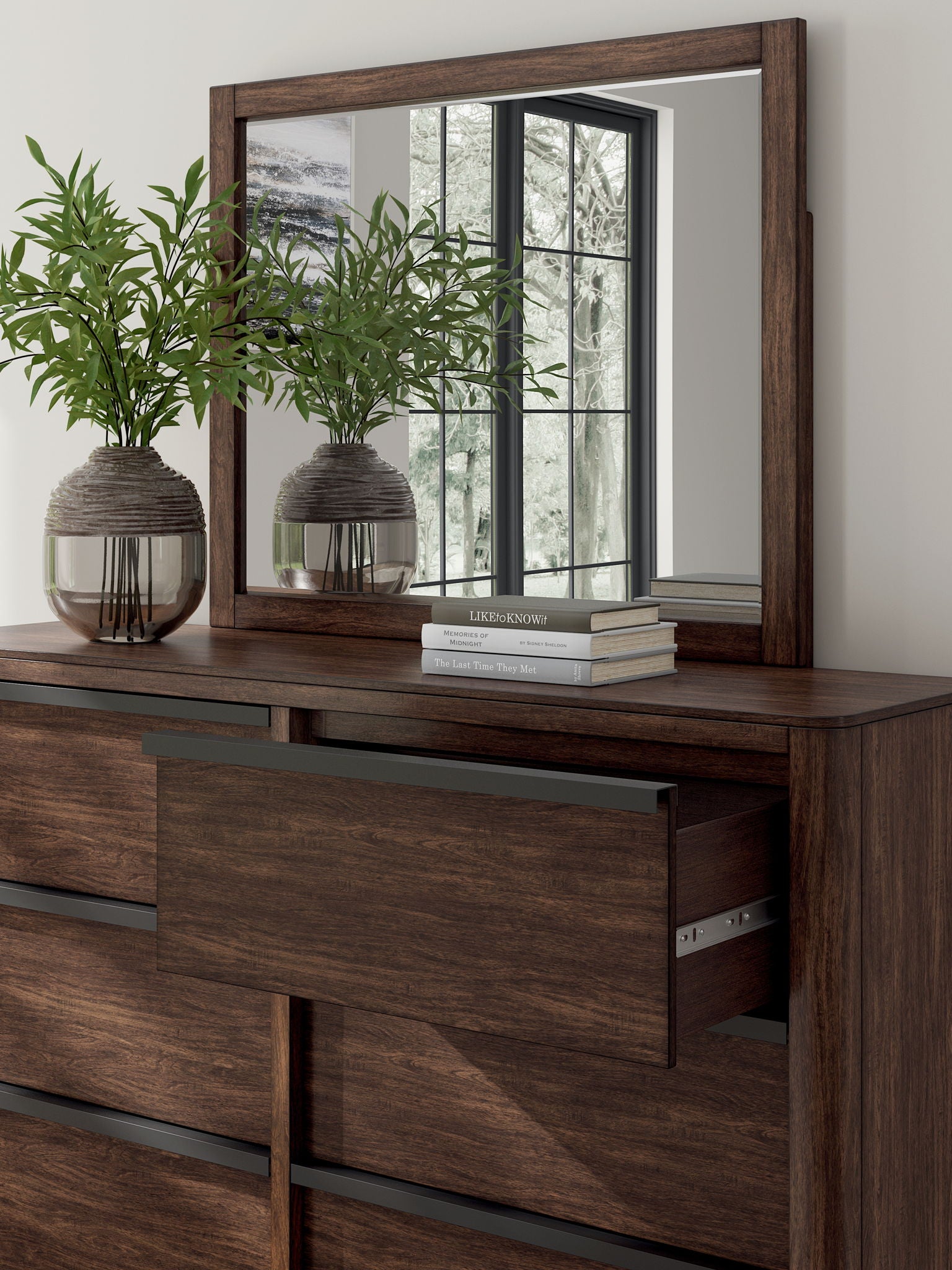 Dilenno - Dresser And Mirror - Dark Brown