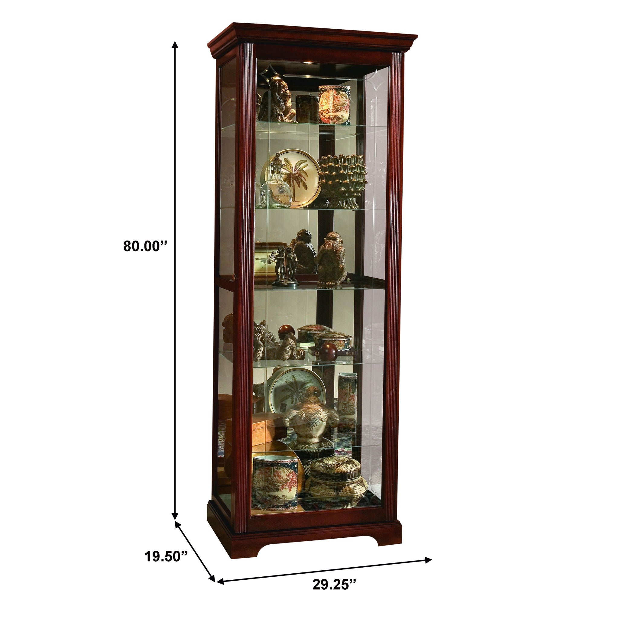 PFC Curios - Sliding Door 5 Shelf Curio Cabinet - Victorian Brown
