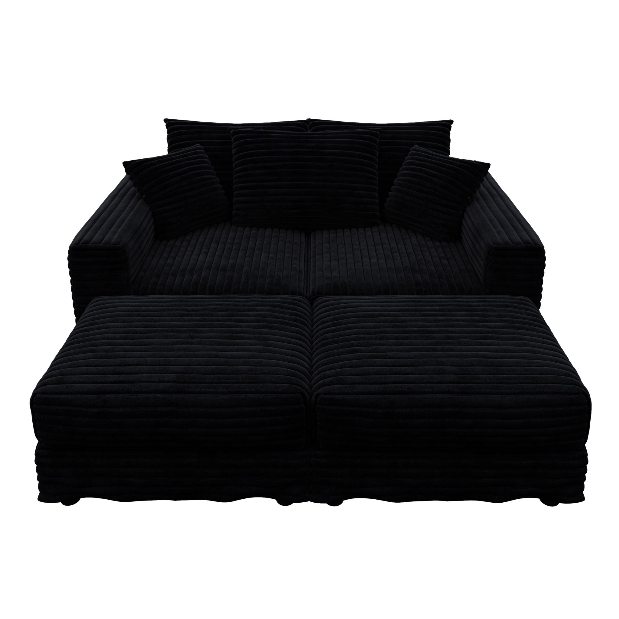 Deep Seat Convertible Sofa With Soft Pillows And Ottomans